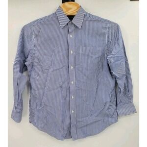 Lauren Ralph Lauren Non Iron Blue Striped Long Sleeve Shirt Men's 16 1/2 34/35